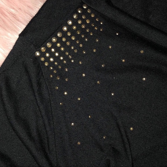 Black cardigan with gold rhinestones on shoulders - Picture 3 of 4